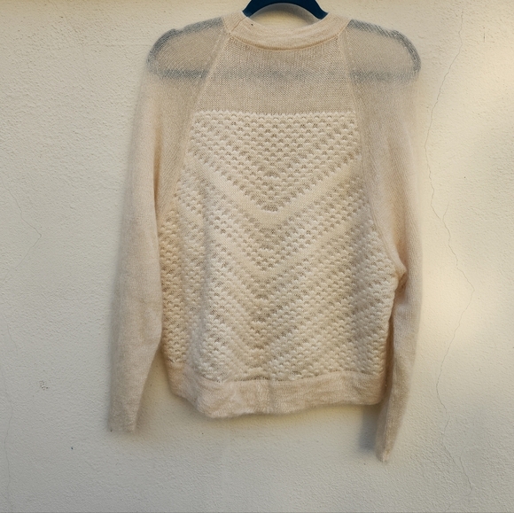 Helmut Lang Mixed Knit Fuzzy Pullover White Mohair Crew-neck Sweater - Picture 3 of 8